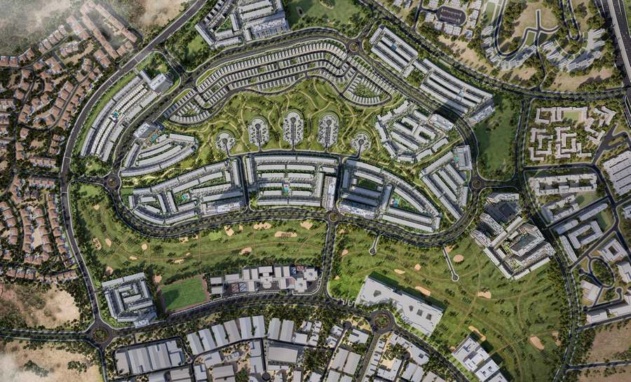 Aerial masterplan of the Verdana community in Dubai Investments Park